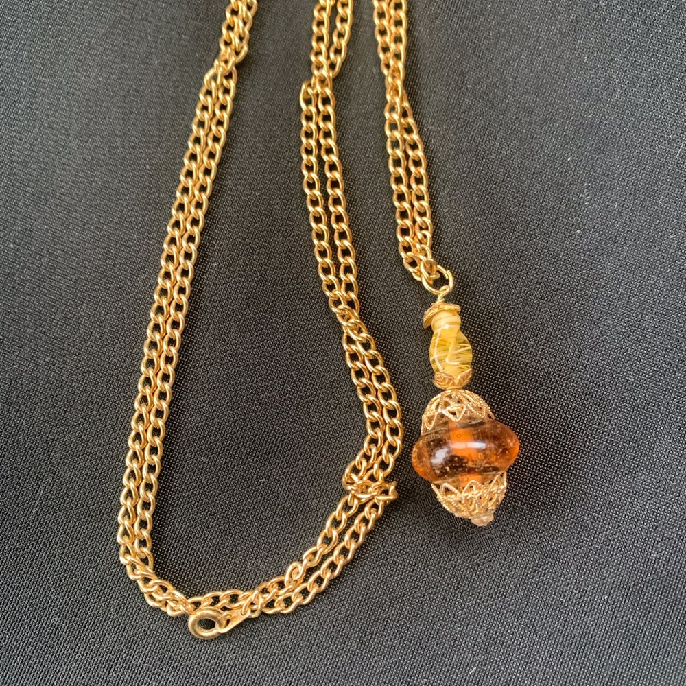 Topaz And Citrine Vintage Gold Necklace